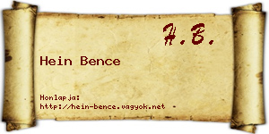 Hein Bence névjegykártya